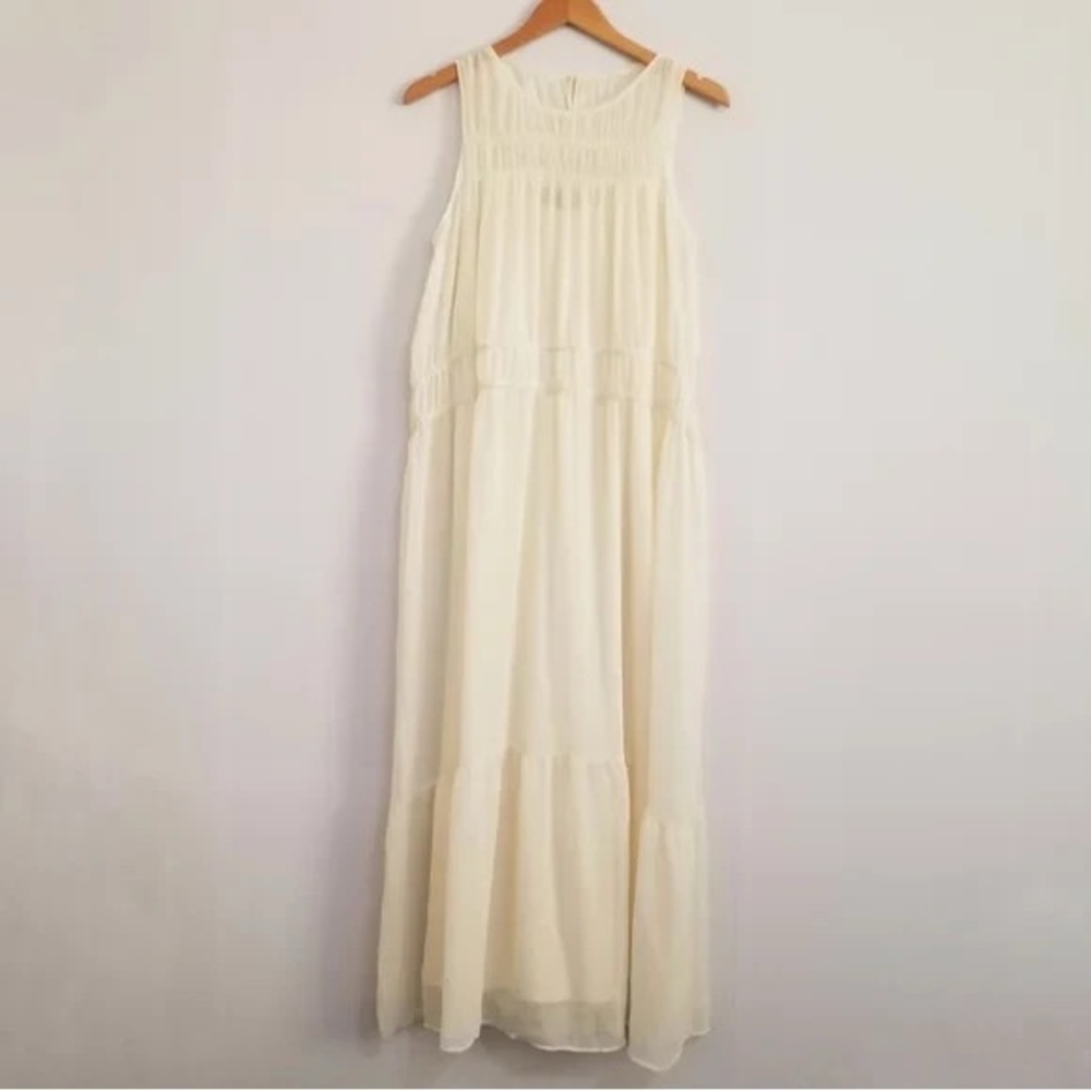 A New Day Cream Chiffon Maxi Dress Size Large